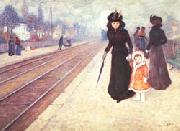 Georges D Espagnat The Suburban Railroad Station Spain oil painting artist